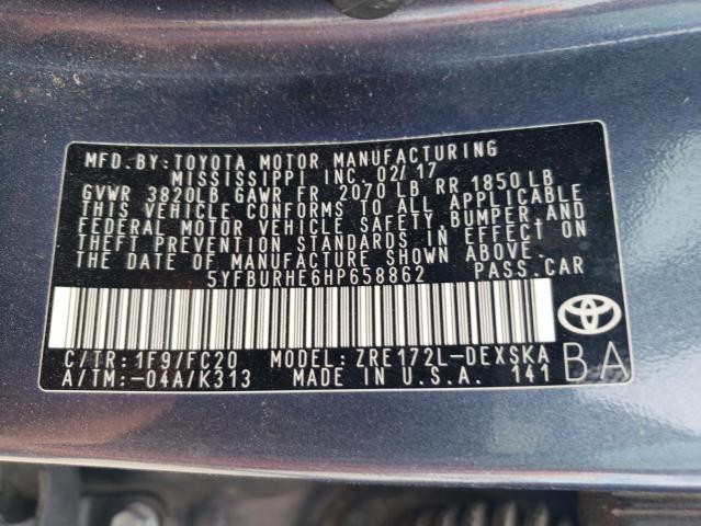 VIN 5YFBURHE6HP658862 2017 Toyota Corolla, L no.12