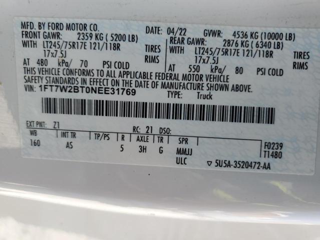 2022 FORD F250 SUPER - 1FT7W2BT0NEE31769