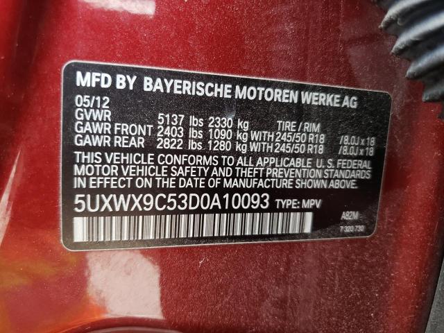 VIN 5UXWX9C53D0A10093 2013 BMW X3, Xdrive28I no.12