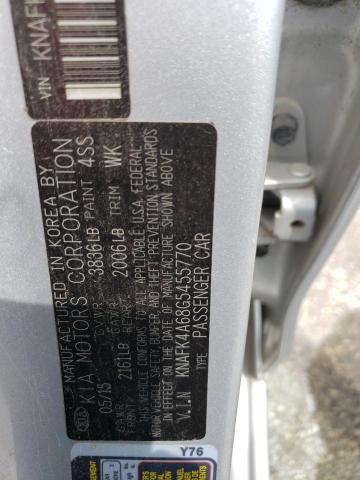 VIN KNAFK4A68G5455770 2016 KIA Forte, LX no.12