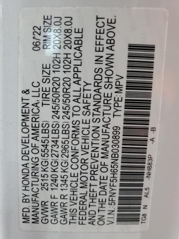 2022 HONDA PILOT TOUR #3308414288