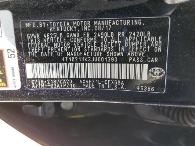 VIN 4T1B21HK3JU001390 2018 Toyota Camry, Hybrid no.12