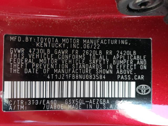 VIN 4T1JZ1FB8NU083584 2022 Toyota Avalon, Xle no.12