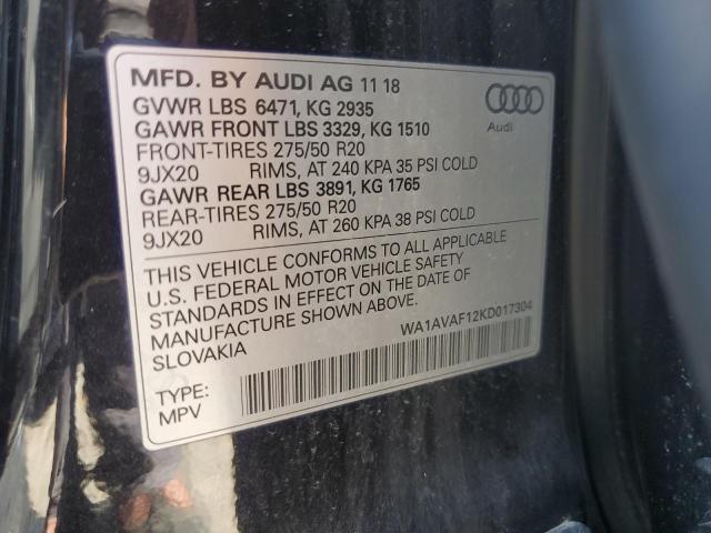 VIN WA1AVAF12KD017304 2019 Audi Q8, Premium no.13