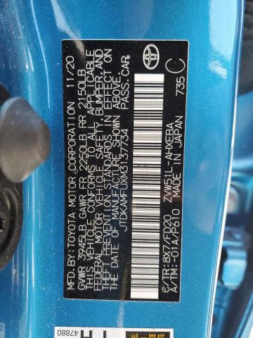 2021 TOYOTA PRIUS SPEC - JTDKAMFUXM3137734