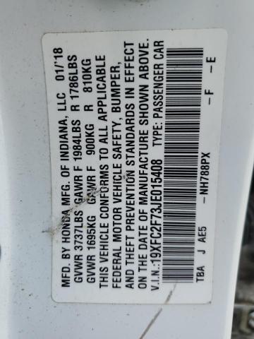 2018 HONDA CIVIC EX - 19XFC2F73JE015408