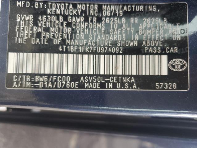 VIN 4T1BF1FK7FU974092 2015 Toyota Camry, LE no.12