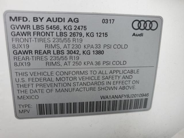 VIN WA1ANAFY8J2010946 2018 Audi Q5, Premium no.13