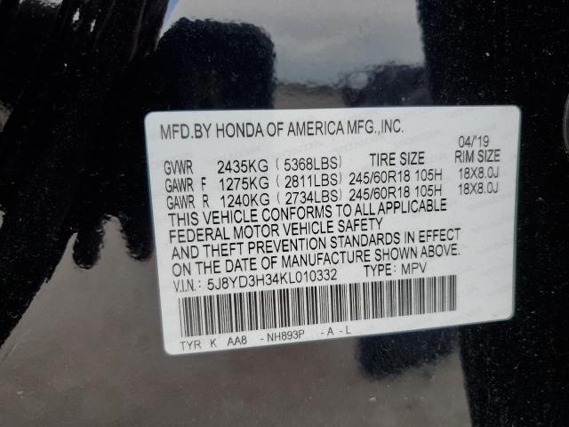 2019 ACURA MDX - 5J8YD3H34KL010332