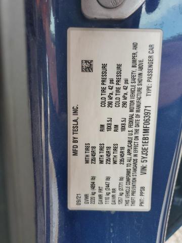 2021 TESLA MODEL 3 - 5YJ3E1EB1MF063971