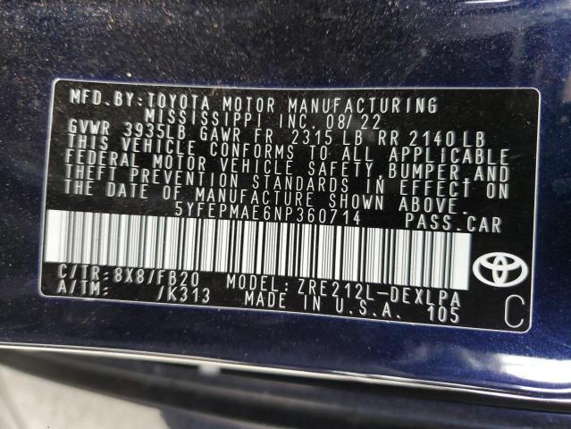 2022 TOYOTA COROLLA LE - 5YFEPMAE6NP360714
