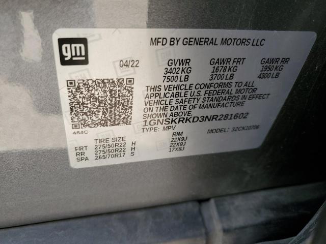 2022 CHEVROLET TAHOE K150 - 1GNSKRKD3NR281602