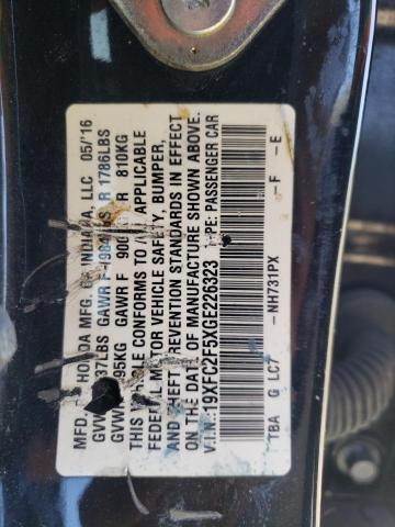 VIN 19XFC2F5XGE226323 2016 Honda Civic, LX no.13