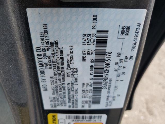 VIN 3FA6P0H7XHR405176 2017 Ford Fusion, SE no.12