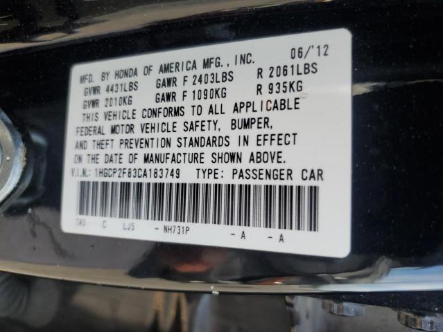 2012 HONDA ACCORD EXL 1HGCP2F83CA183749  68351074