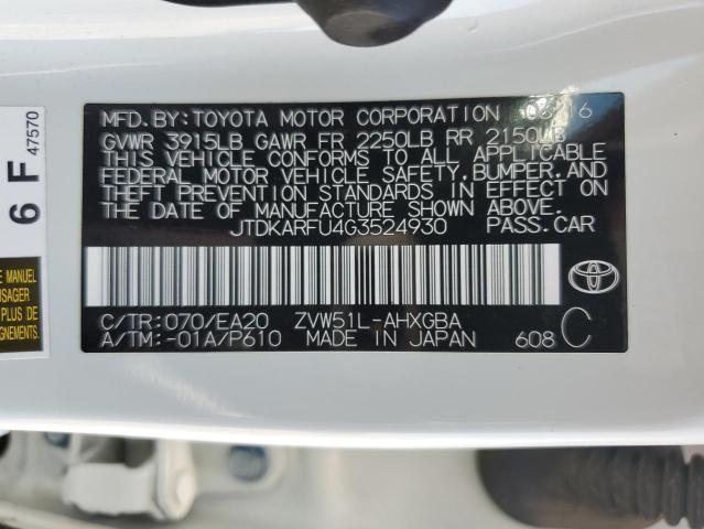 VIN JTDKARFU4G3524930 2016 Toyota Prius no.13