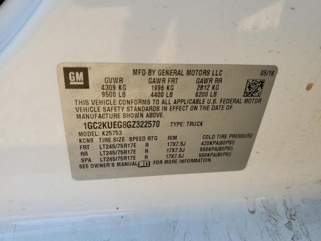 2016 CHEVROLET SILVERADO - 1GC2KUEG8GZ322570