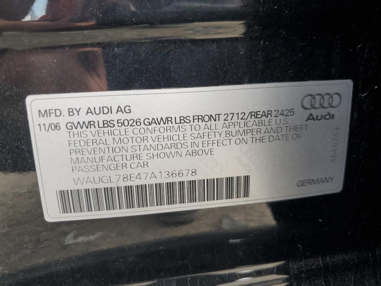 Lot #3028291839 2007 AUDI NEW S4 QUA