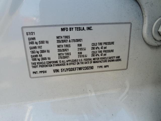 VIN 5YJYGDEF7MF230290 2021 Tesla MODEL Y no.12