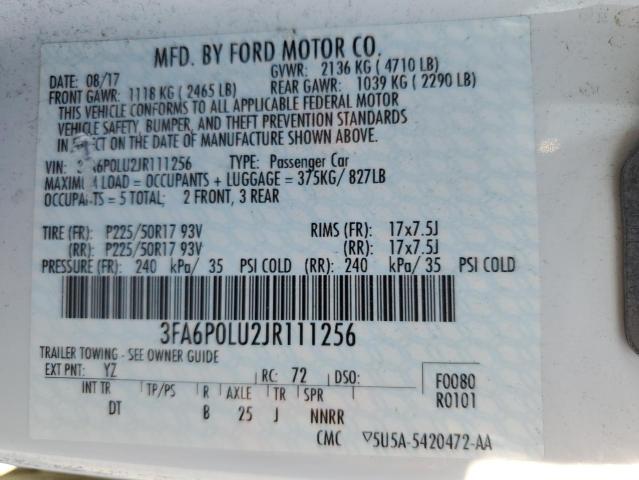 VIN 3FA6P0LU2JR111256 2018 Ford Fusion, Se Hybrid no.13