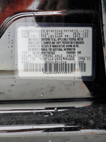 VIN 3N1AB7APXFY287402 2015 Nissan Sentra, S no.13