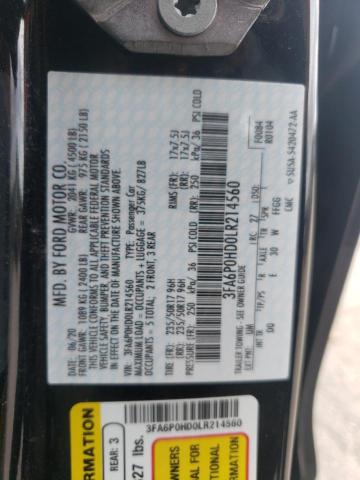 2020 FORD FUSION SE - 3FA6P0HD0LR214560