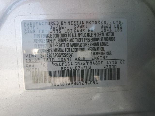 2016 NISSAN SENTRA S - 3N1AB7AP3GY296041