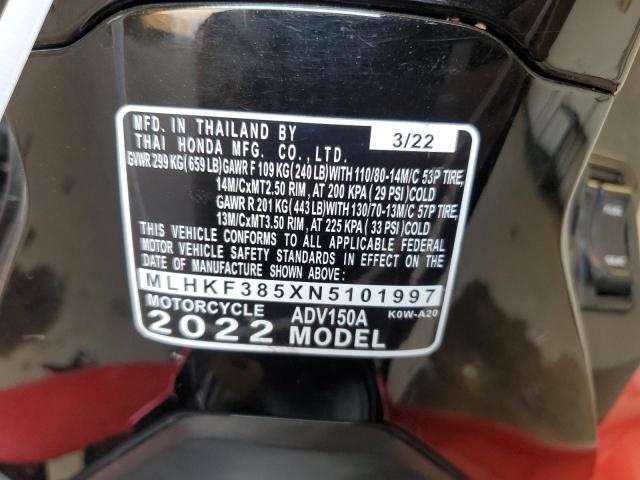 2022 HONDA ADV150 A - MLHKF385XN5101997