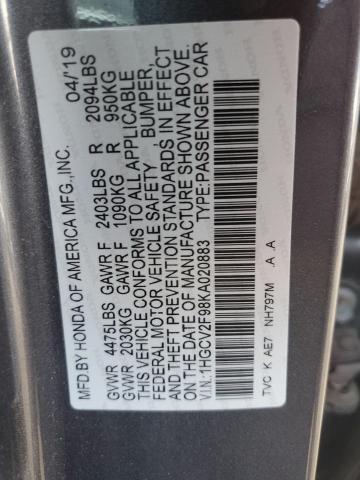 2019 HONDA ACCORD - 1HGCV2F98KA020883