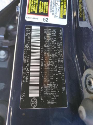 2021 TOYOTA CAMARY 4T1G11AK9MU473701