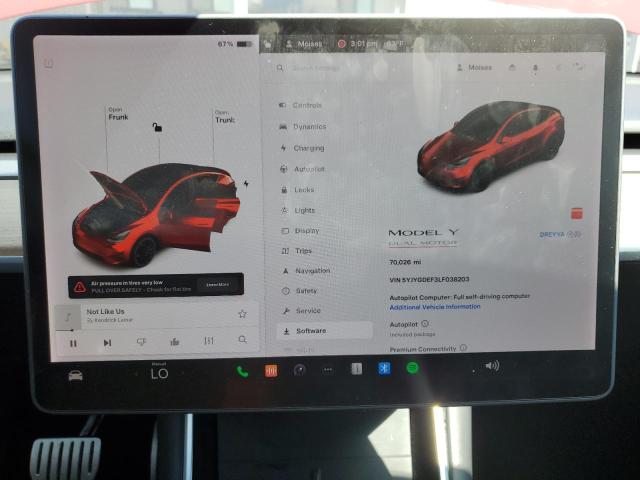 VIN 5YJYGDEF3LF038203 2020 Tesla MODEL Y no.9