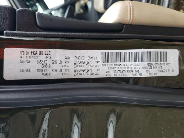 2016 JEEP GRAND CHER - 1C4RJFBG9GC431575