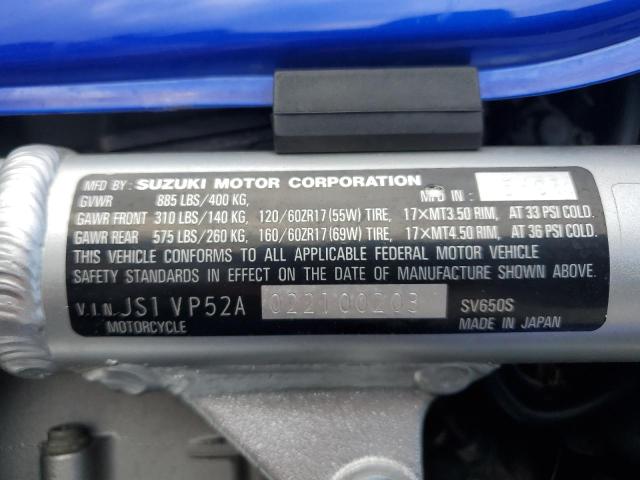 2002 SUZUKI SV650 S JS1VP52A022100203