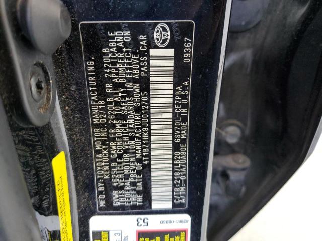 VIN 4T1BZ1HK8JU012705 2018 Toyota Camry, Xse no.12