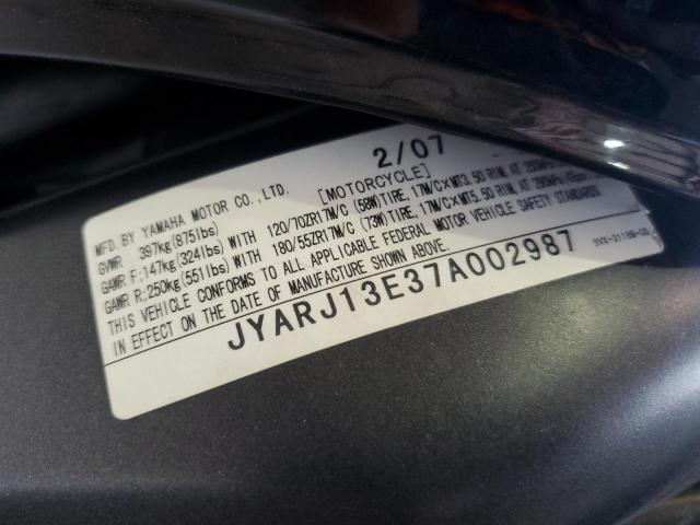 2007 YAMAHA FZ6 SHG JYARJ13E37A002987