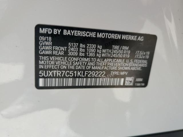 VIN 5UXTR7C51KLF29222 2019 BMW X3, Sdrive30I no.14