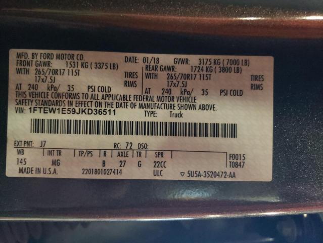 2018 FORD F150 SUPER - 1FTEW1E59JKD36511