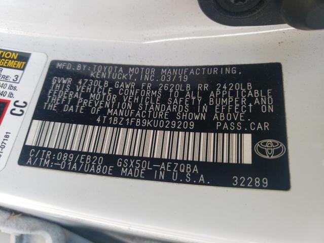 2019 TOYOTA AVALON XLE - 4T1BZ1FB9KU029209