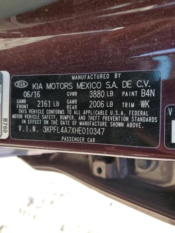 2017 KIA FORTE LX - 3KPFL4A7XHE010347