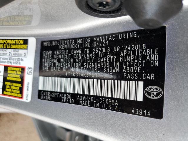 2021 TOYOTA CAMRY XSE - 4T1K31AK3MU027516