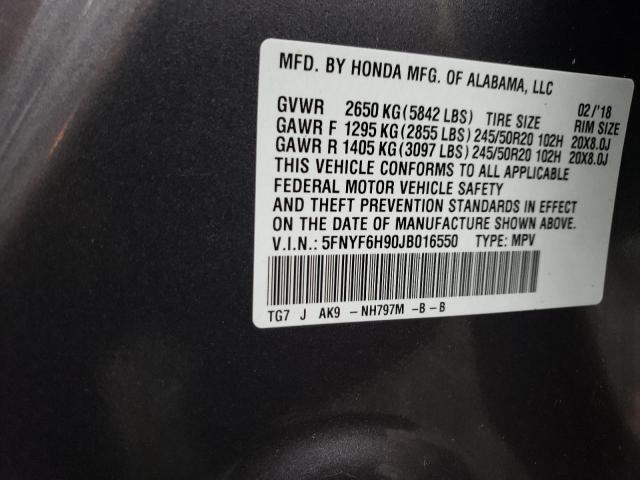 2018 HONDA PILOT TOUR - 5FNYF6H90JB016550