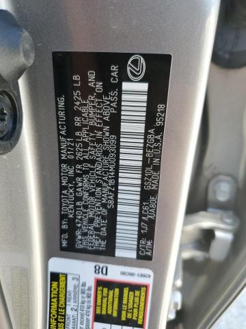 VIN 58AFZ1B14MU093099 2021 Lexus ES, 350 Base no.12