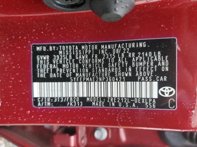 2022 TOYOTA COROLLA LE - 5YFEPMAE2NP360421