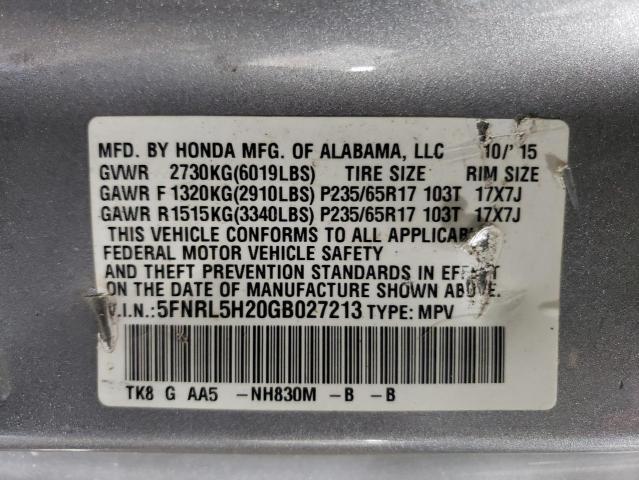 2016 HONDA ODYSSEY LX 5FNRL5H20GB027213