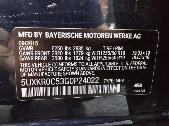 VIN 5UXKR0C53G0P24022 2016 BMW X5, Xdrive35I no.10