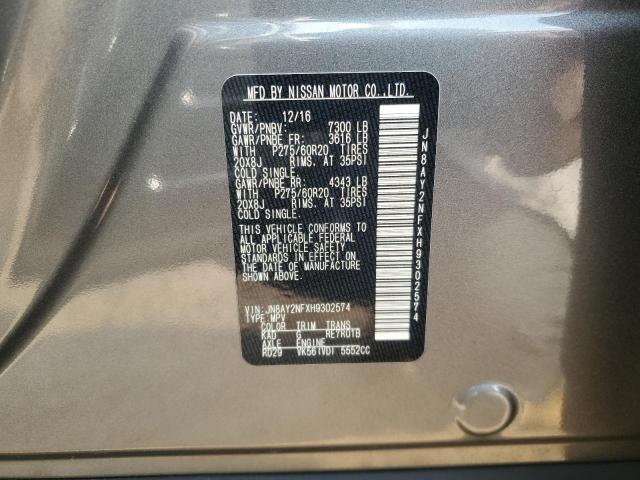 2017 NISSAN ARMADA PLA - JN8AY2NFXH9302574