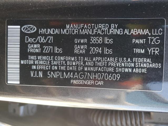 VIN 5NPLM4AG7NH070609 2022 HYUNDAI ELANTRA no.12