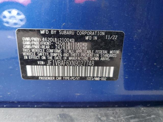 2022 SUBARU WRX PREMIU - JF1VBAF6XN9027748
