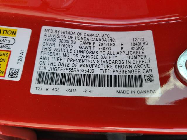 2024 HONDA CIVIC SPOR - 2HGFE2F55RH535409