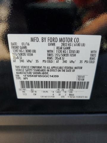 2016 FORD EXPLORER L - 1FM5K8F85GGC14359